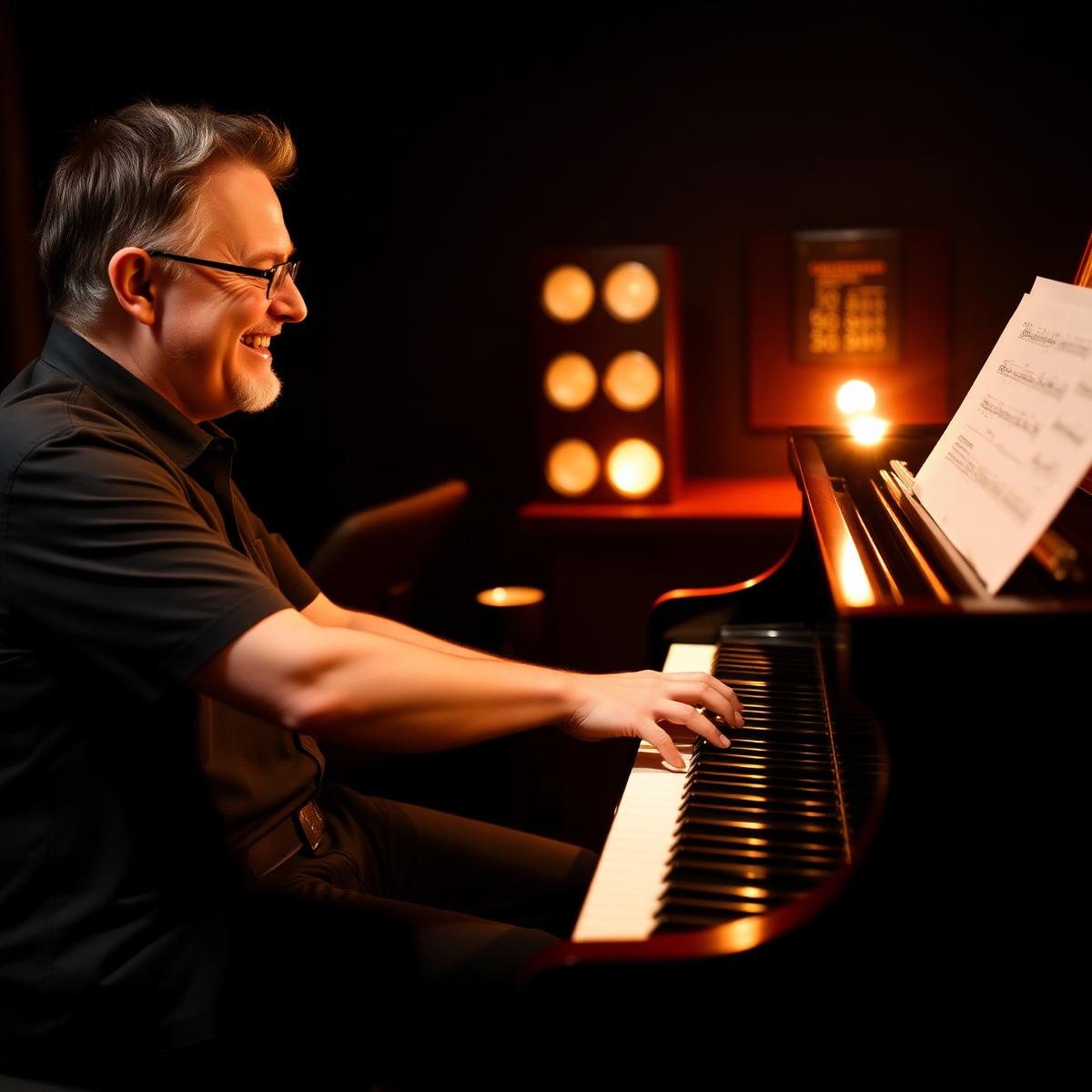 Music teacher helping a student at the piano