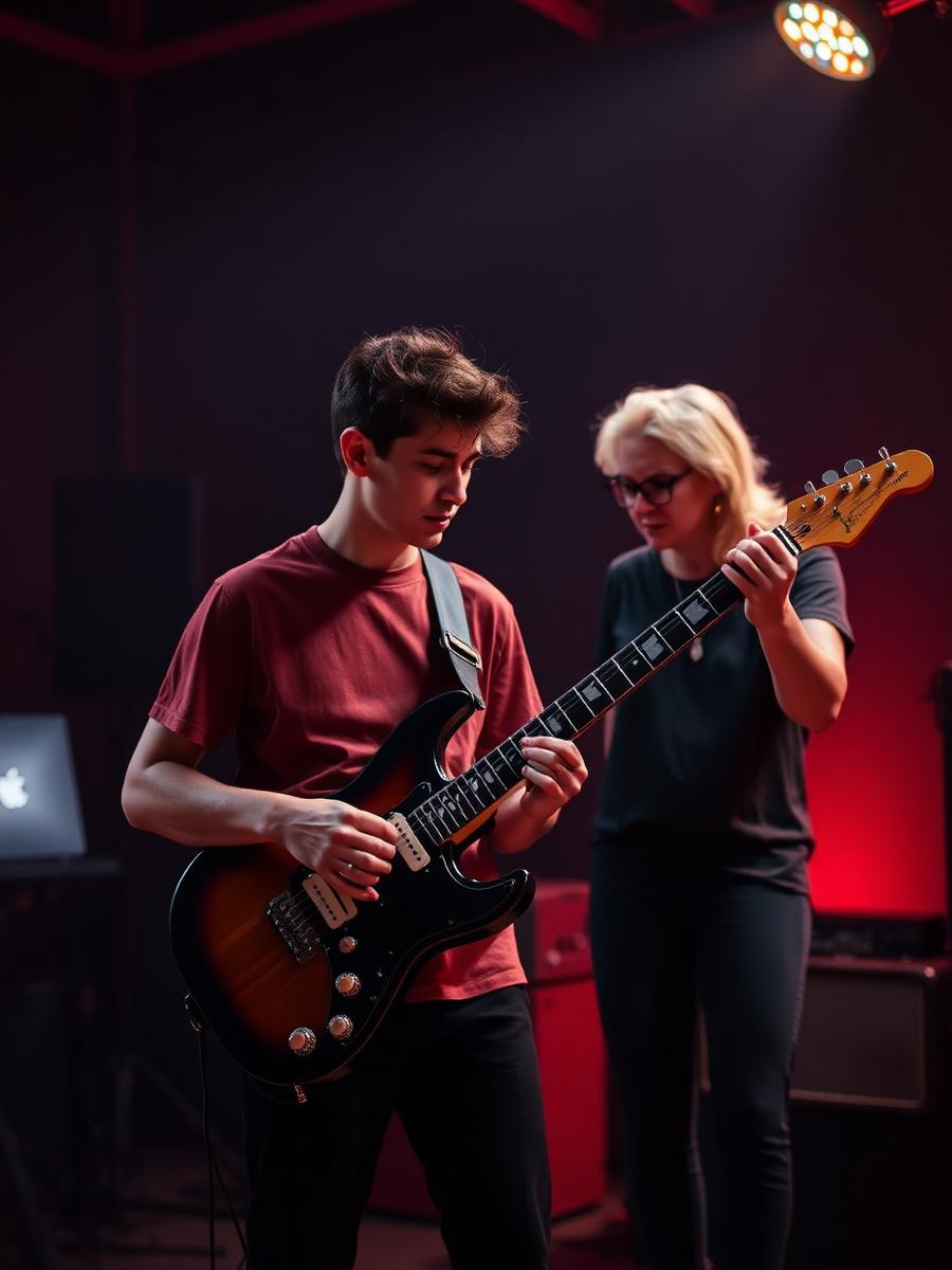 Guitar student with instructor